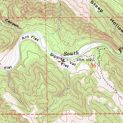 Topographic Map of Dipping Vat Flat, CA