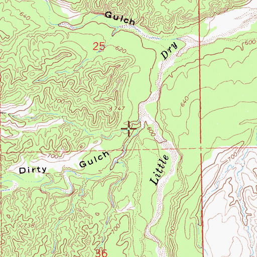 Topographic Map of Dirty Gulch, CA