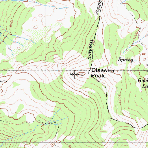 Topographic Map of Disaster Peak, CA