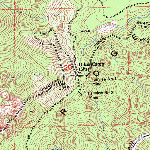 Topographic Map of Ditch Camp, CA