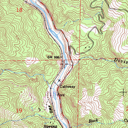 Topographic Map of Division Creek, CA