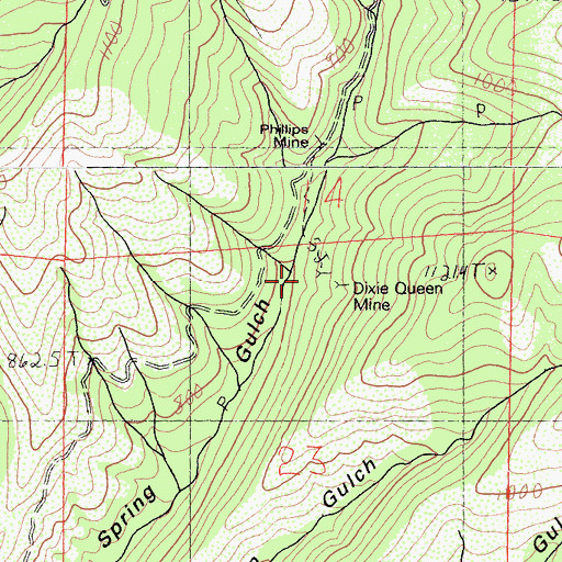 Topographic Map of Dixie Queen Mine, CA