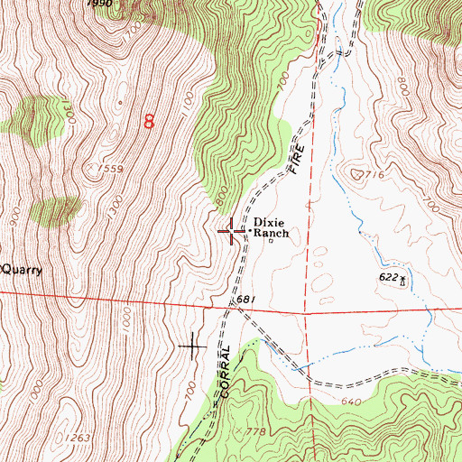 Topographic Map of Dixie Ranch, CA