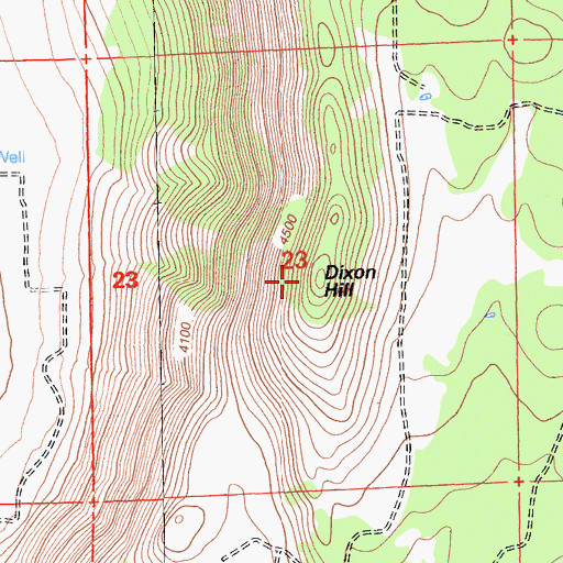 Topographic Map of Dixon Hill, CA