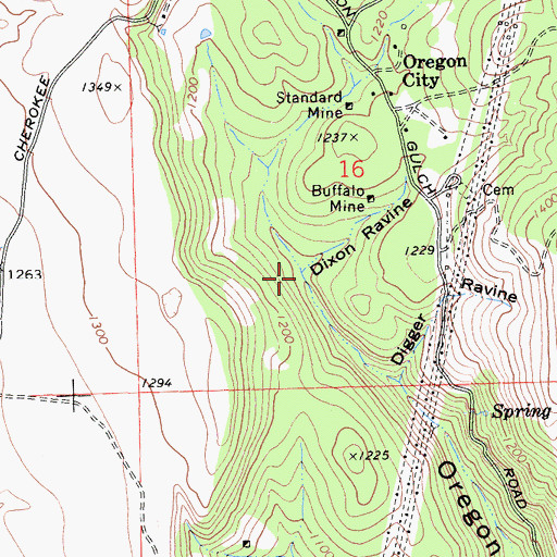 Topographic Map of Dixon Ravine, CA