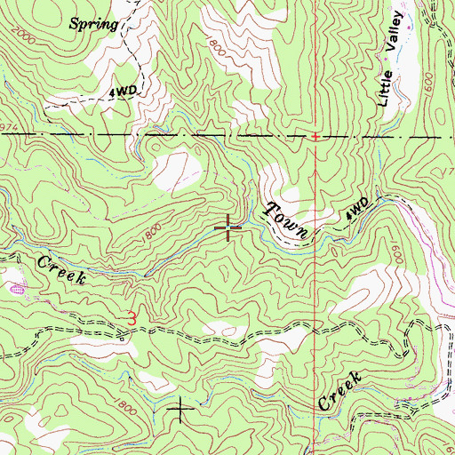 Topographic Map of Doan Creek, CA