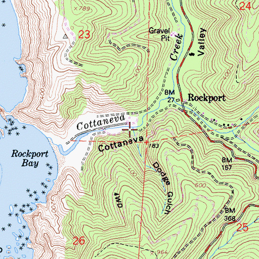 Topographic Map of Dodge Gulch, CA