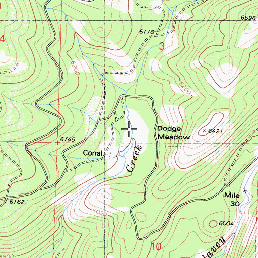 Topographic Map of Dodge Meadow, CA