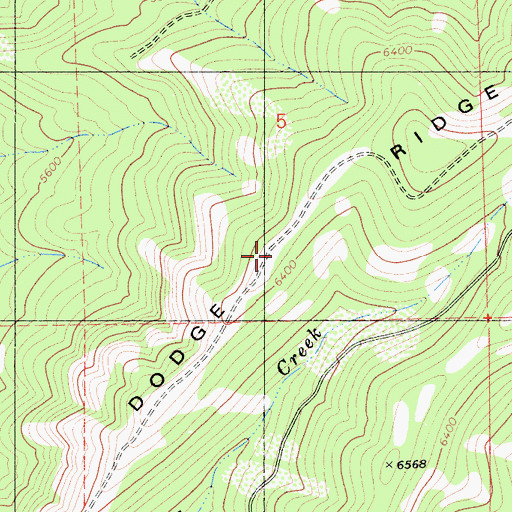 Topographic Map of Dodge Ridge, CA