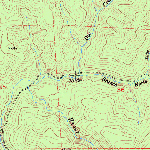 Topographic Map of Doe Creek, CA
