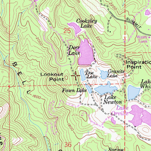 Topographic Map of Doe Lake, CA