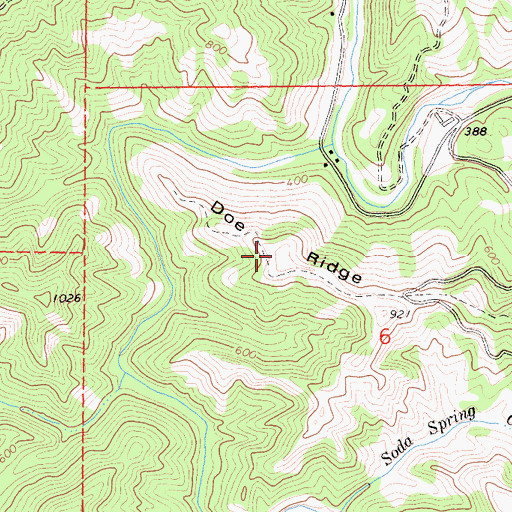 Topographic Map of Doe Ridge, CA
