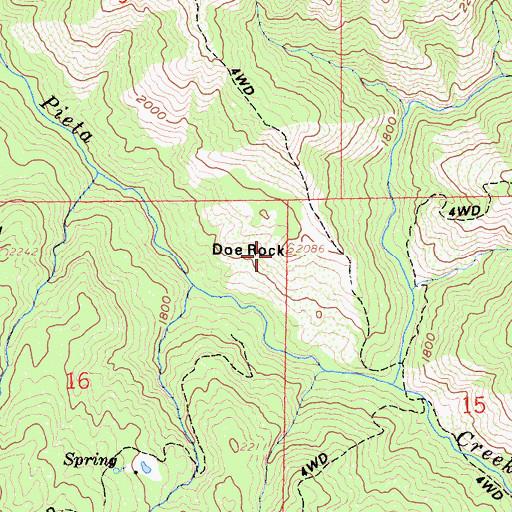 Topographic Map of Doe Rock, CA