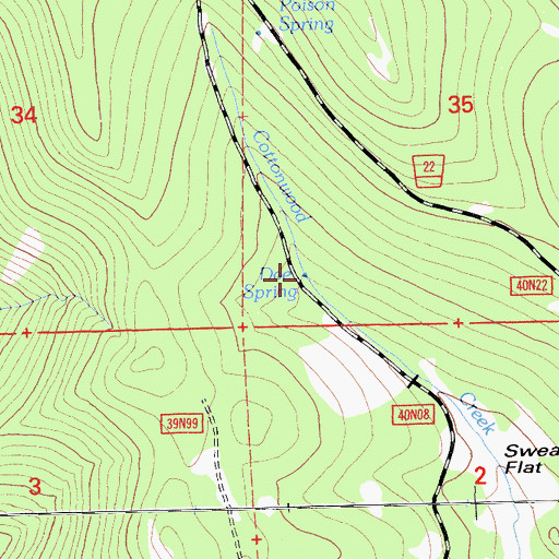 Topographic Map of Doe Spring, CA