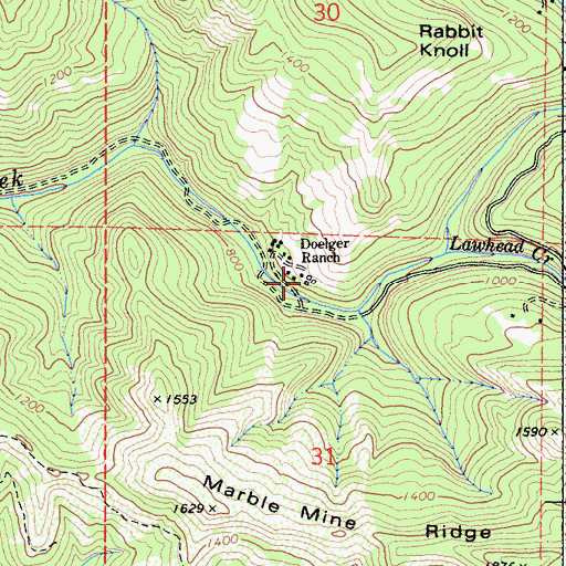 Topographic Map of Doelger Ranch, CA