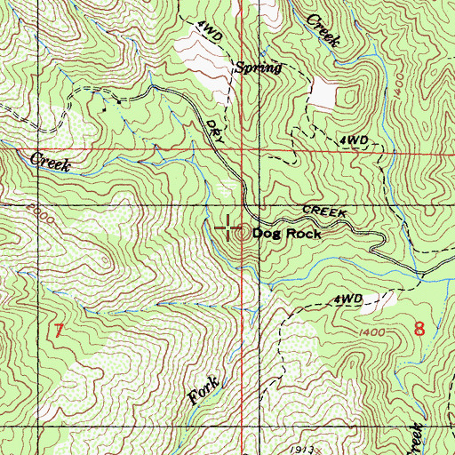 Topographic Map of Dog Rock, CA