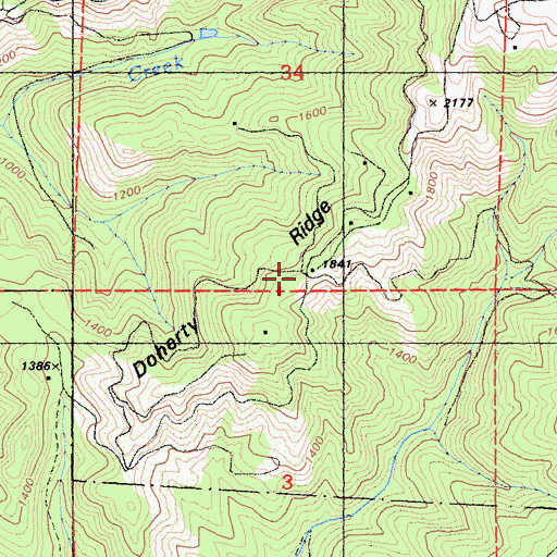 Topographic Map of Doherty Ridge, CA