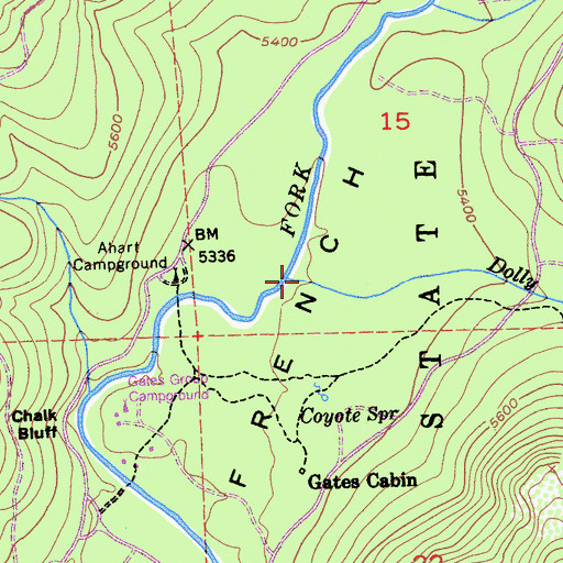 Topographic Map of Dolly Creek, CA