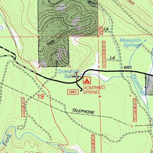 Topographic Map of Domingo Spring, CA