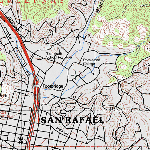 Topographic Map of Dominican University of California, CA