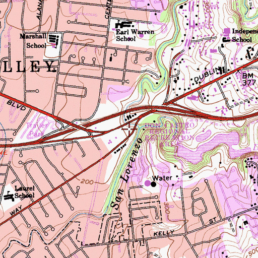 Topographic Map of Don Castro Regional Recreation Area, CA