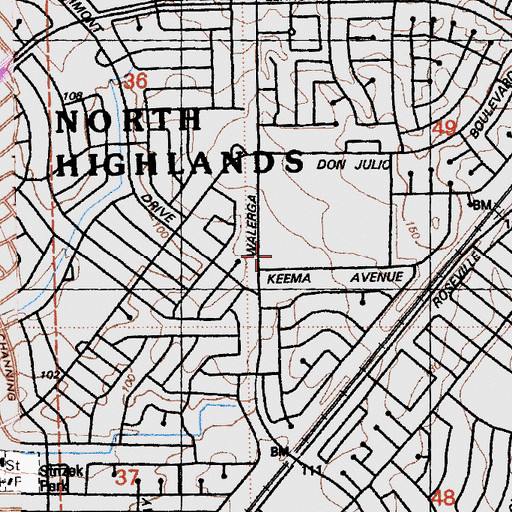 Topographic Map of Don Julio Junior High School, CA
