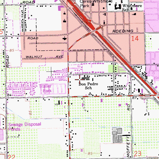 Topographic Map of Don Pedro Elementary School, CA