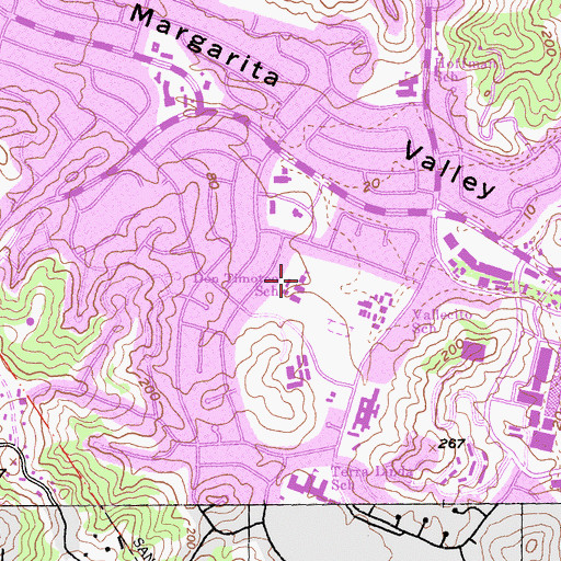 Topographic Map of Don Timoteo School, CA