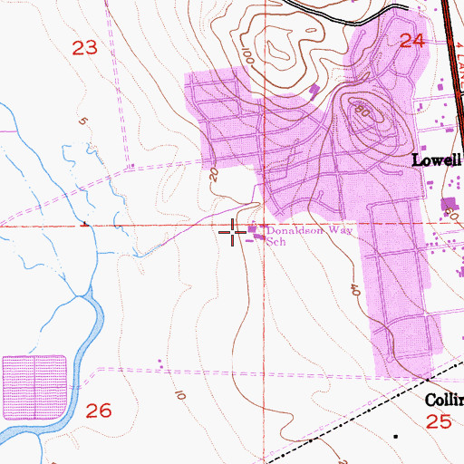 Topographic Map of Donaldson Way Elementary School, CA