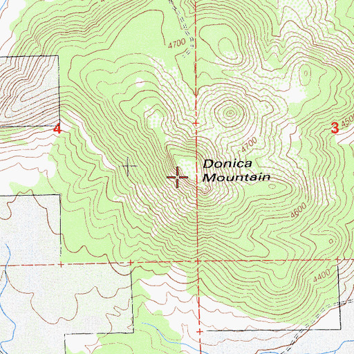 Topographic Map of Donica Mountain, CA