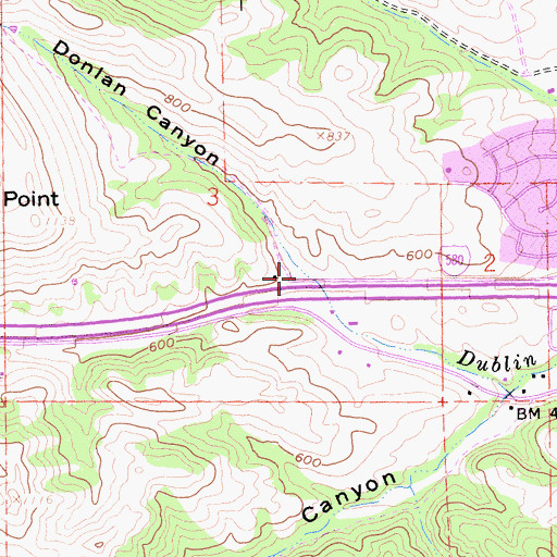 Topographic Map of Donlan Canyon, CA