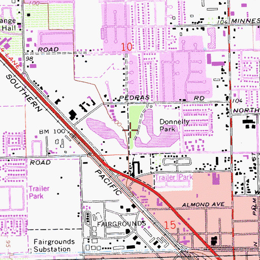 Topographic Map of Donnely Park, CA