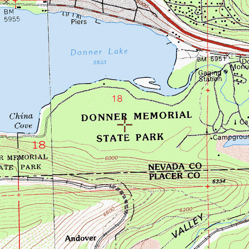 Topographic Map of Donner Memorial State Park, CA