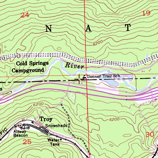 Topographic Map of Donner Trail Elementary School, CA