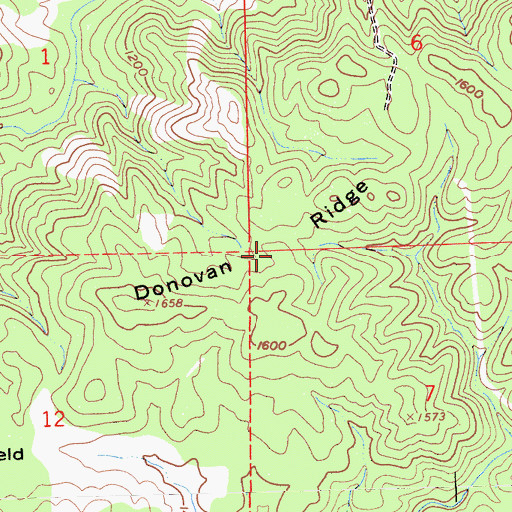Topographic Map of Donovan Ridge, CA