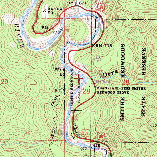 Topographic Map of Dora Creek, CA