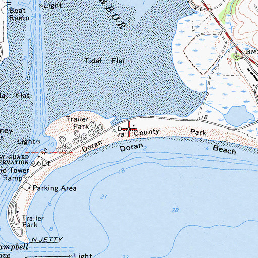 Topographic Map of Doran Regional Park, CA