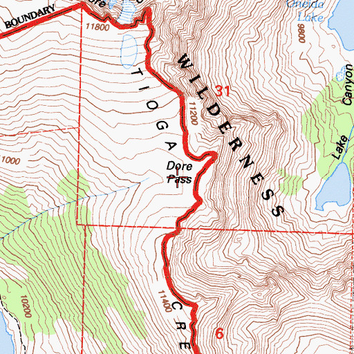 Topographic Map of Dore Pass, CA