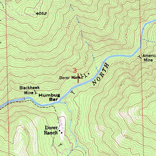 Topographic Map of Dorer Mine, CA