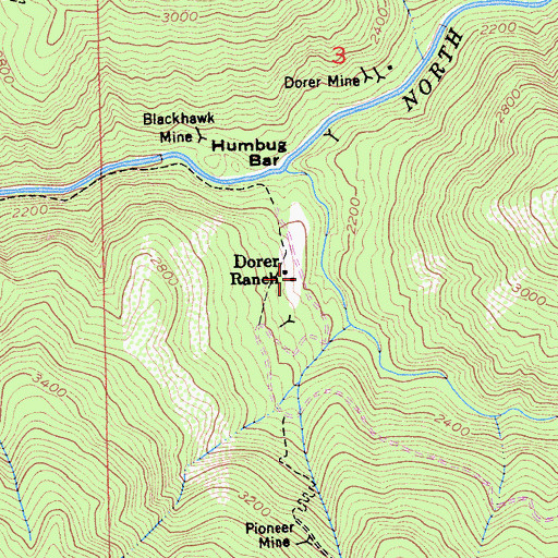 Topographic Map of Dorer Ranch, CA