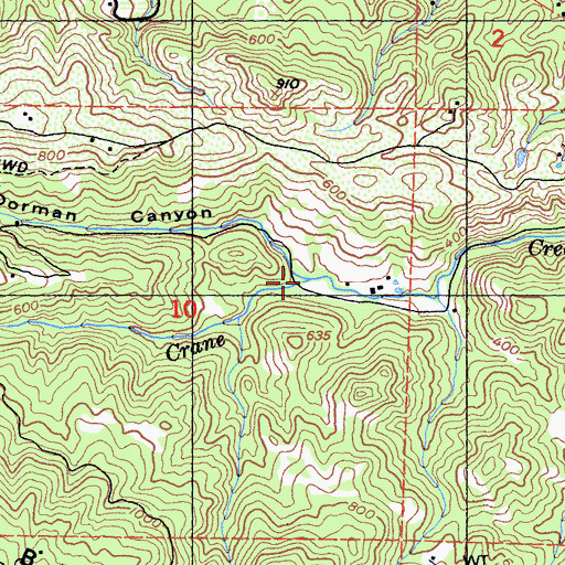 Topographic Map of Dorman Canyon, CA