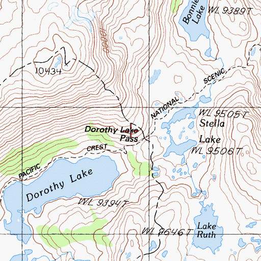 Topographic Map of Dorothy Lake Pass, CA