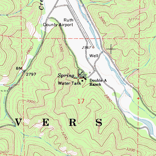 Topographic Map of Double A Ranch, CA