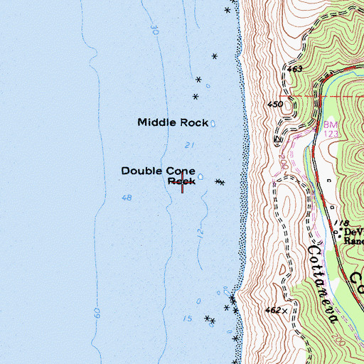 Topographic Map of Double Cone Rock, CA
