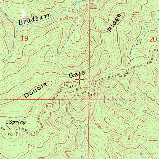 Topographic Map of Double Gate Ridge, CA