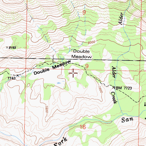 Topographic Map of Double Meadow, CA