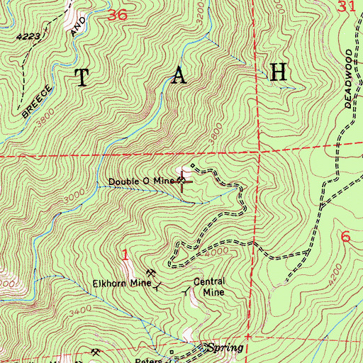 Topographic Map of Double O Mine, CA