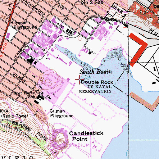 Topographic Map of Double Rock, CA