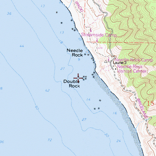 Topographic Map of Double Rock, CA