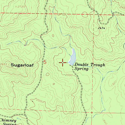 Topographic Map of Double Trough Spring, CA